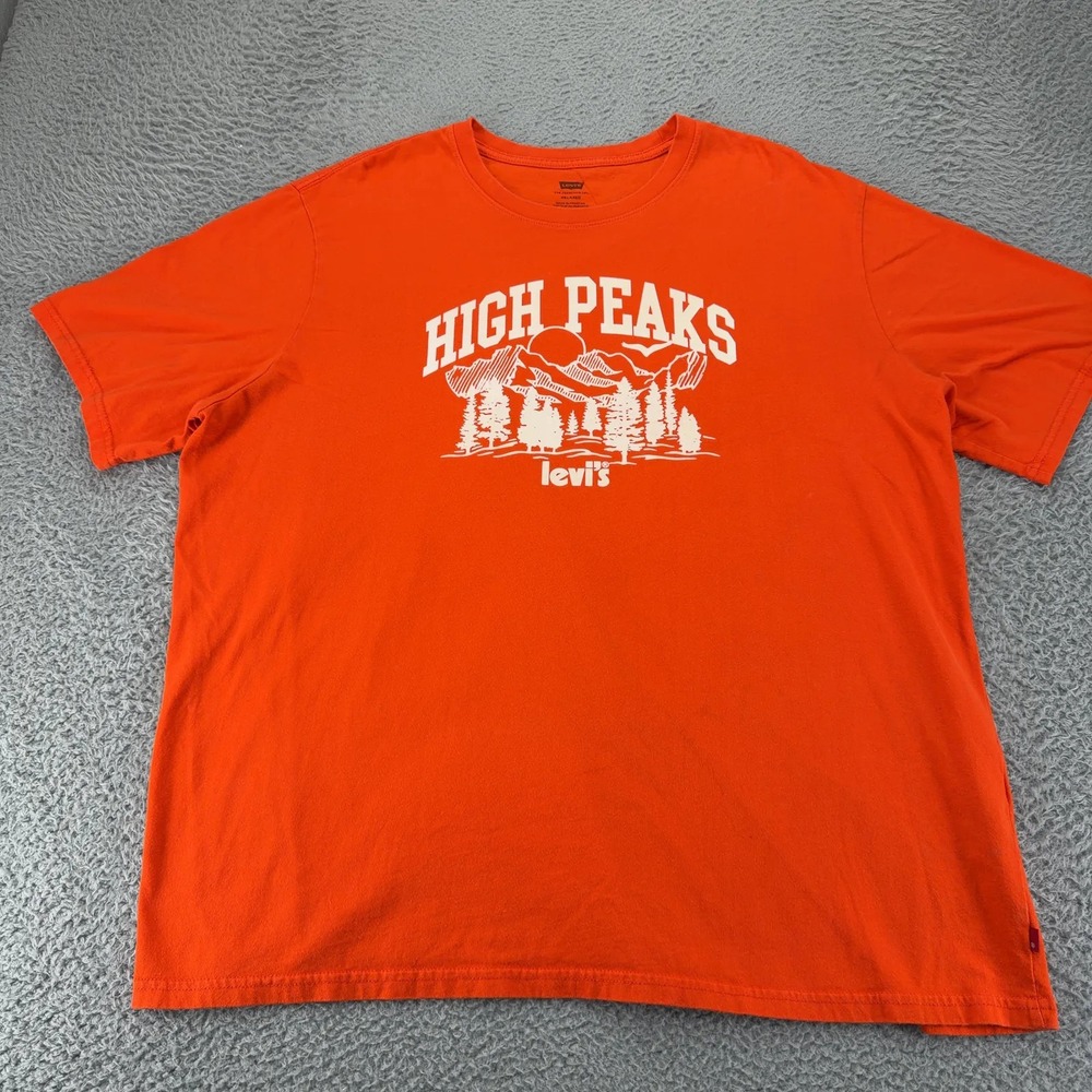 Levi's High Peaks T Shirt Mens XL Orange Relaxed Fit Mountain Graphic Tee Cotton